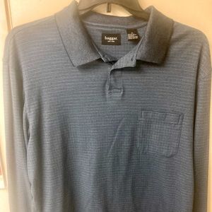 Haggar Long Sleeve Polo Pullover Blue XL
